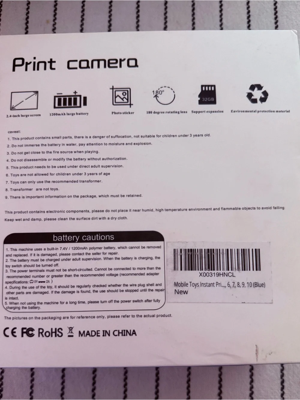 Kids Print Camera - Pink and White